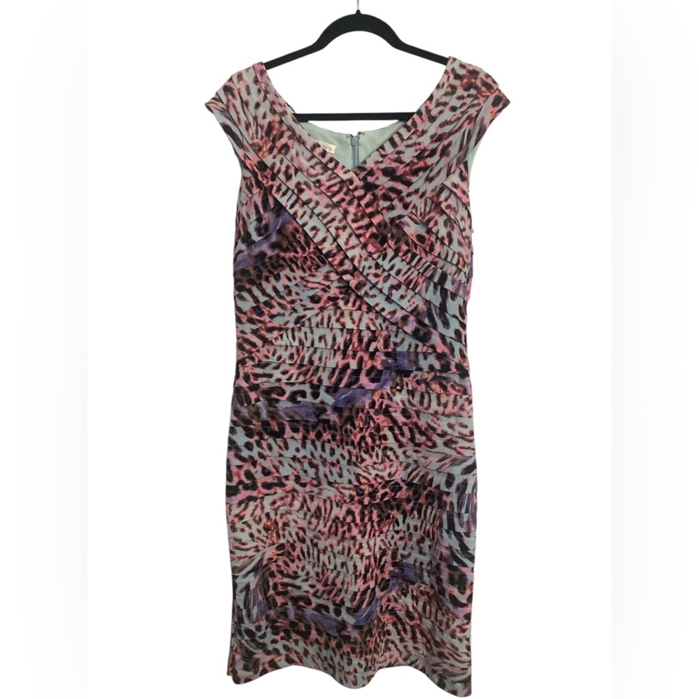 London Times Ruched Sheath Mini Dress 16 GUC